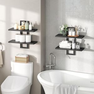 Set di Mensole Galleggianti a 2 Livelli da 15 Pollici per Bagno e Soggiorno, Montaggio a Parete - Product Image 5