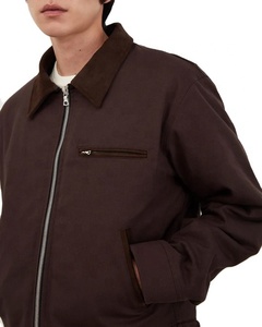 Custom Design Cotton Work <b>Jacket</b> Embroidered Full Zip up Oversize Vintage Washed Denim Work <b>Jacket</b> For Men - Product Image 4