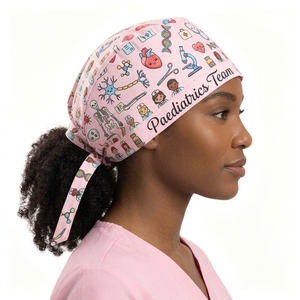 New Surgical Sweatband <b>Cap</b> For Paediatrics Adjustable Breathable Logo Printed Working <b>Scrub</b> <b>Cap</b> Woven Unisex Cotton <b>Scrub</b> Hats - Product Image 1