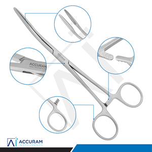 Pinzas de Curar Accuram Gross Maier Curvas de 20 cm, de Acero Inoxidable, Instrumentos Quirúrgicos Dentales y Médicos para Sujetar Tejidos y Hemostasia - Product Image 2