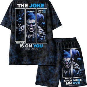 Ensemble T-shirt et short surdimensionné respirant OEM en molleton épais, imprimé par transfert thermique, délavé à l'acide, effet soleil, style streetwear - Product Image 2