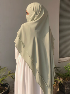 Modest <b>Khimar</b> Abaya Long Sleeve Floor Length Loose Fit Neck Solid Color Embroidered Floral Women Middle East Style Daily Wear - Product Image 3