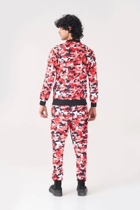 Conjunto Deportivo Informal para Hombre, Chaqueta con Cremallera Completa y Pantalones de Camuflaje Rojo, Ropa Deportiva Transpirable de Poliéster, Traje de 2 Piezas - Product Image 2