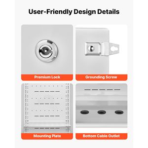 Caja de Conexiones Eléctrica para Exteriores, Acero Laminado en Frío, IP65, Ventilada, con Cubierta Protectora contra la Lluvia para Termostato y Ventilador - Product Image 6