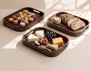 Plateau de service durable, plateau à café décoratif, plateau de service alimentaire carré en bois fait main, plateau décoratif pour café, thé, collations, petit-déjeuner - Product Image 6