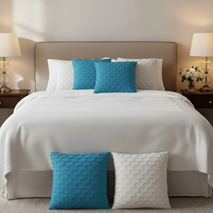 SOGA Ensemble de 6 housses de coussin décoratives bleu marine et blanc pur de 45 cm, motif vague festonnée, pour canapé ou chambre à coucher - Product Image 4