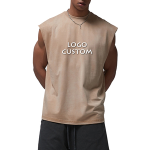 เสื้อกล้ามออกกำลังกายผู้ชายแบบสปอร์ต คอโอ ทรงเข้ารูป ผ้าฝ้ายระบายอากาศ สีพื้น น้ำหนัก 250 กรัม แบบซักแล้ว พร้อมปักโลโก้ตามสั่ง - Product Image 2