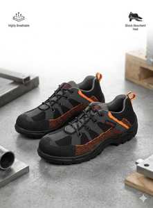 Calzado deportivo Flytex gris y naranja con cordones de seguridad para aplicaciones aeroespaciales - Product Image 4