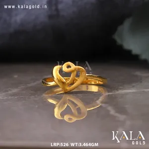 Stylish Romantic 18K Solid Gold Heart Design Women's <b>Ring</b> Collection <b>Indian</b> Made Wedding Party Anniversary Engagement Gifting - Product Image 3