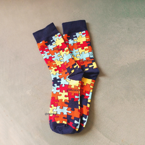 High Quality Custom Sports <b>Socks</b> Colormix Puzzle Design Comfortable Cotton <b>Socks</b> For Men Women Fun Casual Athletic <b>Socks</b> ODM - Product Image 1