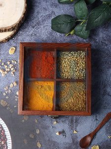 Caja de especias india de madera con nueve compartimentos, cuchara decorativa, multiusos, apta para lavavajillas, ecológica, para el hogar y restaurantes, venta al por mayor - Product Image 6