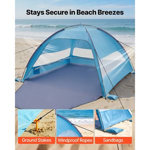 Tenda da Spiaggia per 6 Persone con Protezione UPF 50+, Gazebo Portatile, Borsa per il Trasporto, Tasche per la Sabbia e Pronta all'Uso Estivo - Product Image 4