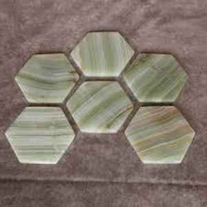 Posavasos hexagonales de ónix hechos a mano, decoración de mesa de té y café de piedra natural - Product Image 1