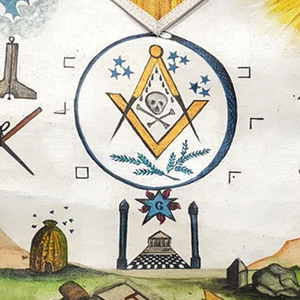 Masonic Grand Lodge Past Master Apron Gold & <b>Silver</b> Hand Embroidery With Adjustable Belt Snack Set and Backing With Pocket - Product Image 3