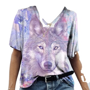 Camiseta colorida con patrón de gato de Alpaca para mujer, camisetas sueltas de verano de manga corta con estampado 3D de animales divertidos, camisetas de cuello redondo, calle - Product Image 1