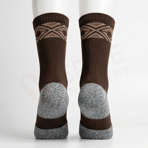 Men's Crew <b>Socks</b> Solid <b>Brown</b> Knitted Breathable Cotton Polyester Spandex Autumn Regular Style - Product Image 2