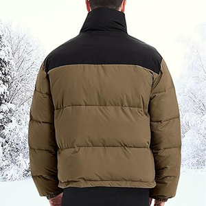 Lightweight <b>Packable</b> Water-Resistant Puffer <b>Jacket</b> High Street Casual Winter Coat with Hooded Collar and Front Logo - Product Image 2