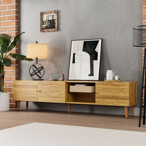 Mobile TV Moderno Mid-Century da 70 Pollici con Spazio di Archiviazione, Console Multimediale per Soggiorno e Camera da Letto - Product Image 1