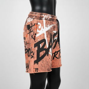 Shorts de mujer con lavado ácido, 280 GSM, algodón premium, felpa, color amarillo, estilo vintage, con parche de logotipo bordado personalizado. - Product Image 6