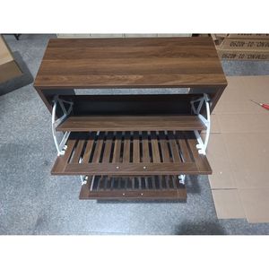 23.6-Inch Walnut Medieval <b>Modern</b> Independent <b>Shoe</b> <b>Cabinet</b> with 2 Flip Drawers for Corridors and Entrances - Product Image 6