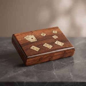 Boîte de rangement en bois pour cartes de poker et dés, fabriquée à la main en bois de rose indien, étui de jeu, porte-cartes, boîte cadeau en bois pour dés - Product Image 3