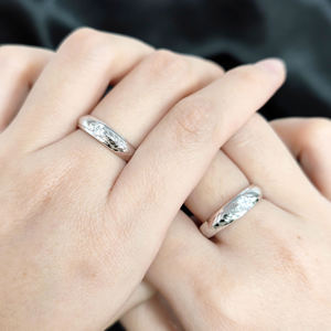 AMBER JEWELS T-1669 Anillos de Boda Modernos Geométricos con Certificación IGI, Oro Sólido de 14K, Diamantes Cultivados en Laboratorio, Engaste de Puntas y Canal - Product Image 4