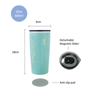 Hot Selling 20Oz/600Ml <b>Double</b> <b>Walled</b> Stainless Steel Vacuum Tumbler Porcelain Liner Detachable Magnetic Slider 4-6hr Hot 8-10hr - Product Image 5
