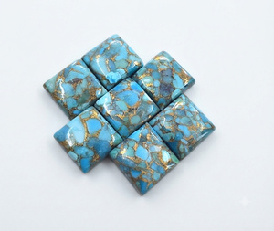 Cabochon carré en turquoise cuivrée bleue, pierre précieuse en vrac pour la fabrication de bijoux - Product Image 3