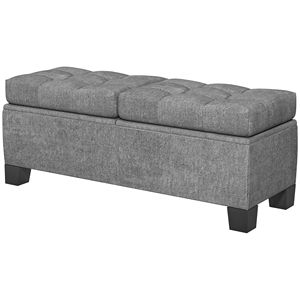 Panca Ottomana con Struttura in Acciaio e Bottoni Trapuntati, con Vano Contenitore da 46 Pollici, per Ufficio Domestico e Soggiorno - Product Image 1