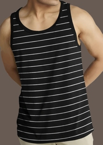 เสื้อกล้ามคอกลมลายทางสำหรับผู้ชาย KV ผ้าถักโพลีเอสเตอร์ผสมคอตตอน แห้งเร็ว ระบายอากาศดี เหมาะสำหรับใส่ลำลองหรือออกกำลังกาย - Product Image 3