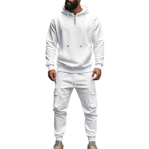 Chándal con Capucha para Hombre, Color Beige, Largo, Color Sólido, Casual, Transpirable, Corte Regular, con Bolsillos Laterales, para Otoño - Product Image 3