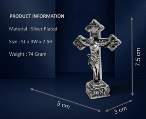 Idole de Jésus plaquée argent oxydé 999 de Jaipur Metals |   Statue chrétienne 100% en laiton |   5 x 3 x 7,5 cm |   74 g |   Cadeau - Product Image 3