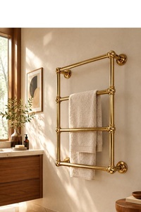 Porte-serviettes mural moderne en laiton, rectangulaire, à trois niveaux, pour salle de bain, style luxueux, finition métallique durable - Product Image 4