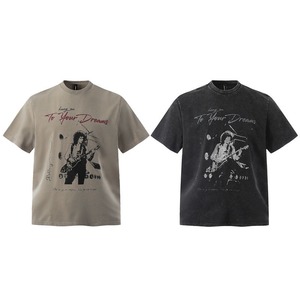 T-shirt en coton pour homme, manches courtes, coupe classique, imprimé avec un motif musical de guitare, col rond, style décontracté, séchage rapide, 180g - Product Image 3