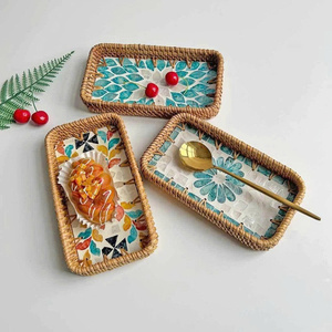 Bandeja de Bambú con Incrustaciones de Nácar, Decoración Ecológica para Interiores, Ideal para Acción de Gracias - Product Image 1