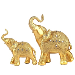 Thailand Golden Auspicious Mother and Child <b>Elephant</b> Resin Crafts Home Living Room TV Cabinet <b>Decoration</b> <b>Elephant</b> Ornaments - Product Image 1