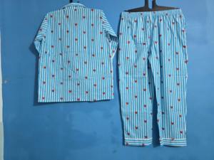 Conjunto de Pijama de Algodón 100% con Estampado Temático de Amor para Mujer, Venta al por Mayor de Fábrica, Cómodo, de Manga Larga, Cintura Elástica Larga, Color Sólido, Otoño - Product Image 4