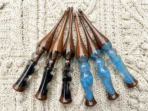 Handmade Resin Crochet <b>Hook</b>, Ergonomic Crochet <b>Hooks</b>, Blue & Black Artisan Needles - Product Image 4