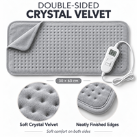 Coussin chauffant électrique en polaire cristal gris 30x60cm, 9 niveaux de température, réglage de la durée 0,5-2H, protection contre la surchauffe, lavable