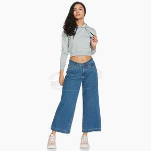 Pull en polaire à manches longues avec impression de logo personnalisé pour femmes, sweat à capuche à col montant, crop top 100% coton pour l'hiver - Product Image 3