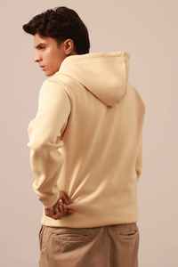 Sudadera con Capucha Beige para Hombre, Manga Larga, Felpa Francesa, Bolsillo, Estilo Casual, Otoñal, Tejido de Punto, Corte Regular - Product Image 4