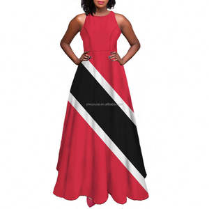 Abito lungo da donna con stampa bandiera nazionale giamaicana, casual, senza maniche, scollo a O, linea ad A, per invitati a matrimoni, estivo - Product Image 3