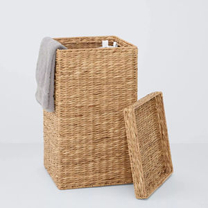 Panier à linge carré en jonc de mer naturel, fait main, panier de rangement, vente en gros, écologique, fabriqué au Vietnam - Product Image 1