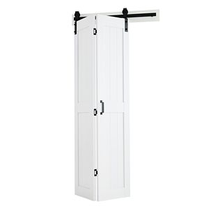 Porta Scorrevole a Soffietto in MDF da 36x84 Pollici, Design Salvaspazio a Telaio a H con Kit Ferramenta per Armadio Scorrevole, Richiede Montaggio - Product Image 1