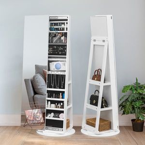 Armadio Portagioie con Specchio a Figura Intera e Serratura, Organizzatore Girevole a 360° di Grande Capacità - Product Image 1