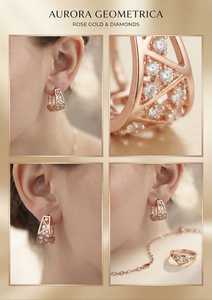 Pendientes de Oro Rosa de 9K con Diamantes Cultivados en Laboratorio, Diseño Geométrico Calado, para Mujer, Regalo de Compromiso o Boda, Joyería de Moda - Product Image 4