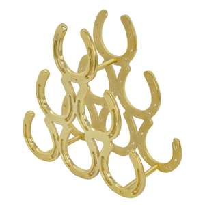 Estante para Botellas de Vino con Forma de Herradura, Exhibidor Decorativo para 6 Botellas de Vino o Champán, Acabado Dorado - Product Image 1