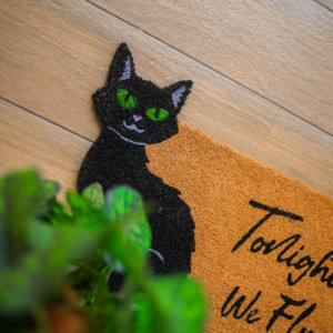 Tapete de Entrada con Diseño de Gato Crepuscular, de Fibra de Coco, con Reverso de PVC, Resistente, Antideslizante, para Exteriores - Product Image 4