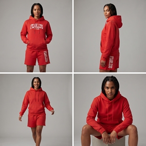 <b>Women</b> Printed Hooded Sweat <b>Shorts</b> Full Sleeve Pullover Baggy 100% Cotton Fleece Two Piece Printing Winter Sweat <b>Short</b> <b>Set</b> Ladies - Product Image 4