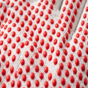 Custom Anti-Slip Leather Smooth Work <b>Gloves</b> Black <b>Knit</b> Backhand White Palm Red Grip Dots Elastic Adjustable Wristlet Heat Safety - Product Image 4